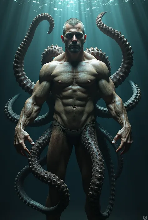 A muscular man turned into an octopus 