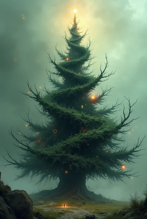 create me an image of a christmas tree in surrealism style