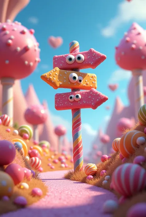 crie a frase " DIRECTION CANDY SHELL " Pixar style 