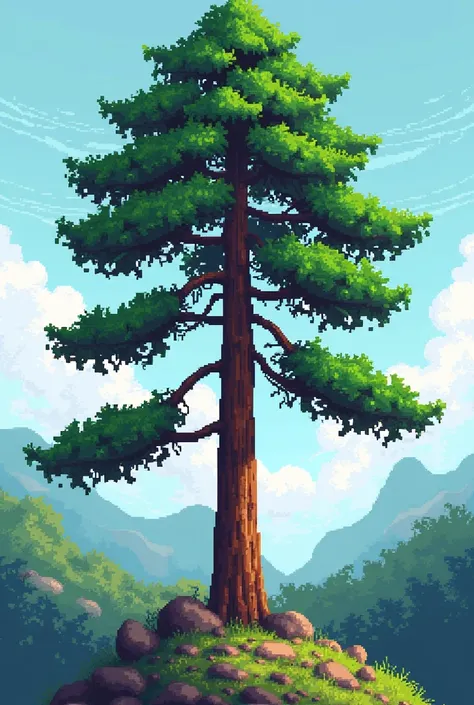 Pixel art of a Sensillo pine tree