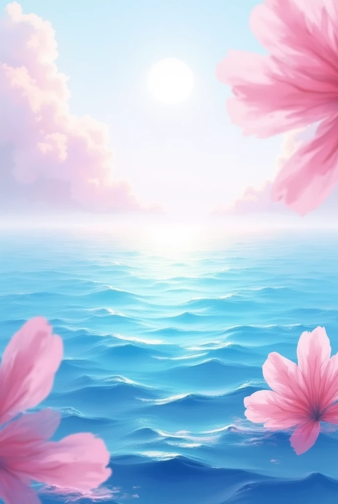  Image for the cover of an agenda ,  that includes my girlfriends tastes. The immensity of the sea ,  the color pink ,  with no people in the image.