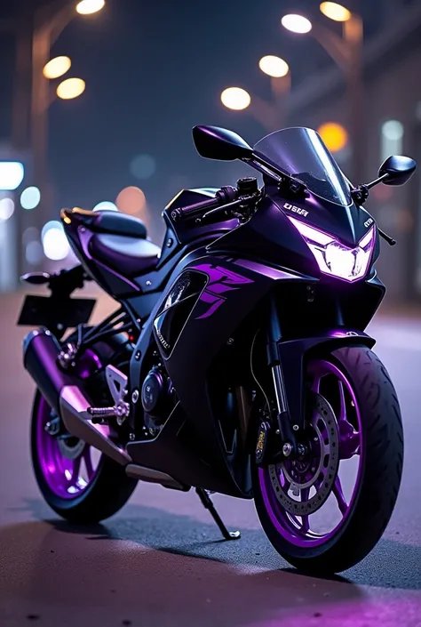 Suzuki 250 motorcycle black with purple 