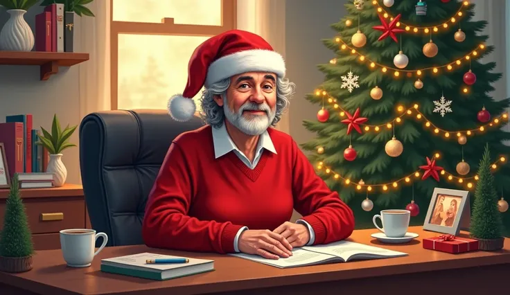 Create a drawing of a human resources psychologist at Christmas