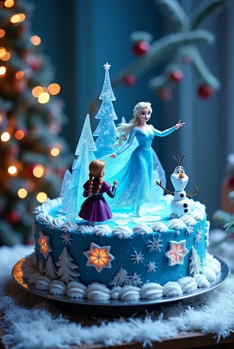 (8k, Highest quality, masterpiece), Christmas decorations, battery operated round decoration cake shaped toy, rotating toys, toys with ice dancing dolls, toys that imitate a Christmas town ,(,A rotating cylinder-shaped toy, A frozen lake, Characters from t...