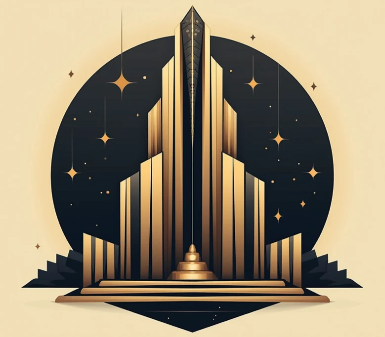  Make an architectural logo based on the attached image. Use art deco style for inspiration  