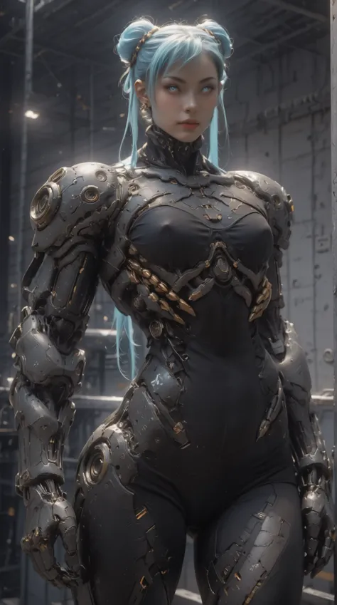 (nsfw:1), (Uncensored:1), score_9, score_8_up, score_7_up, (Three Quarters Shot), (1 girl), (Cyborg Chun-Li), beautiful teenage (skinny) muscular Asian cyborg girl, (huge muscular upper body:1.45), (mechanical Cyborg arms:1.65), (mechanical Cyborg jaw:1.25...