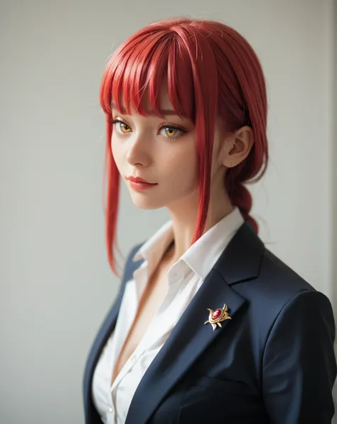 Makima, girl, Makima cosplay, yellow eyes, formal suit