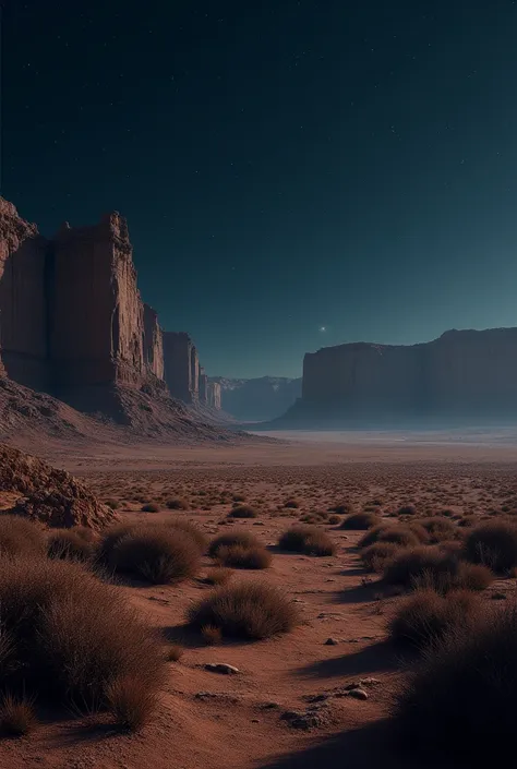 Desert,Rocky Plateau and Desert, Scrubland,Night