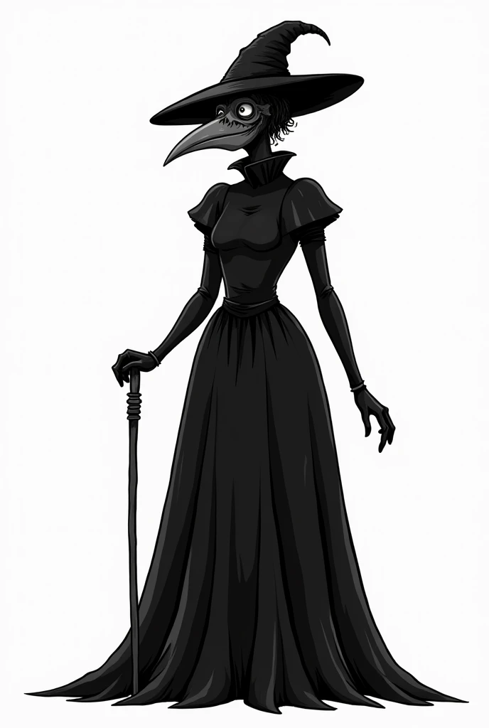 doctor costume, Black Death woman ,  the costume that is presented in the story , dark,  but elegant .  wearing a cane ,  black gloves and hat that the hat is simple.  that wears the mask!!! of bird-beaked . to wear the hat ! And that she wears a long but ...