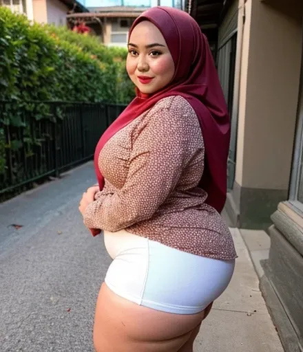 Bugil ((HIJAB MALAY GIRL)), ((BBW)), SHORTS, HEAVY WIDE BUTT