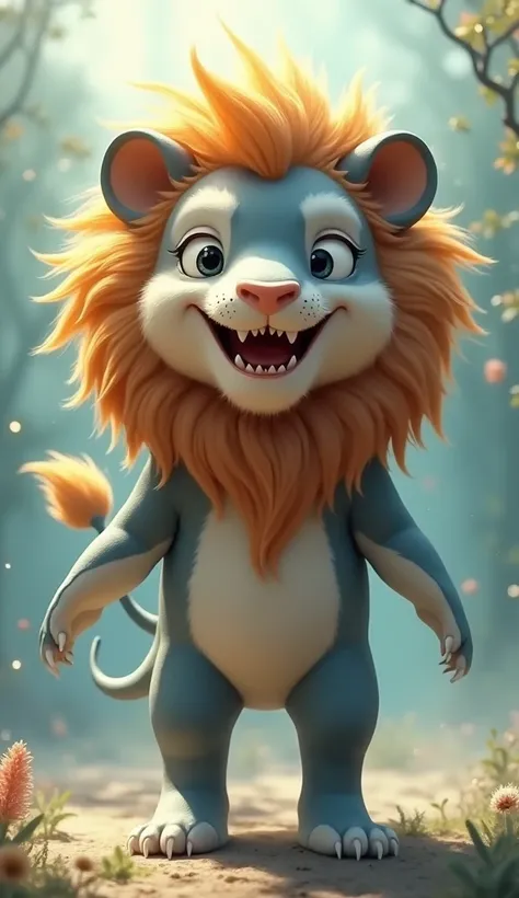 It creates a fusion between a shark and a lion, animated and tender 