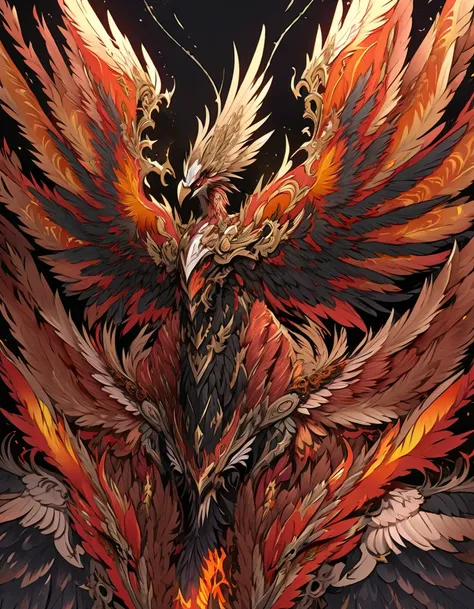 Detailed 8k Infernal Winged Phoenix