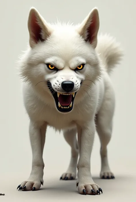 Angry skinny white Shiba Inu