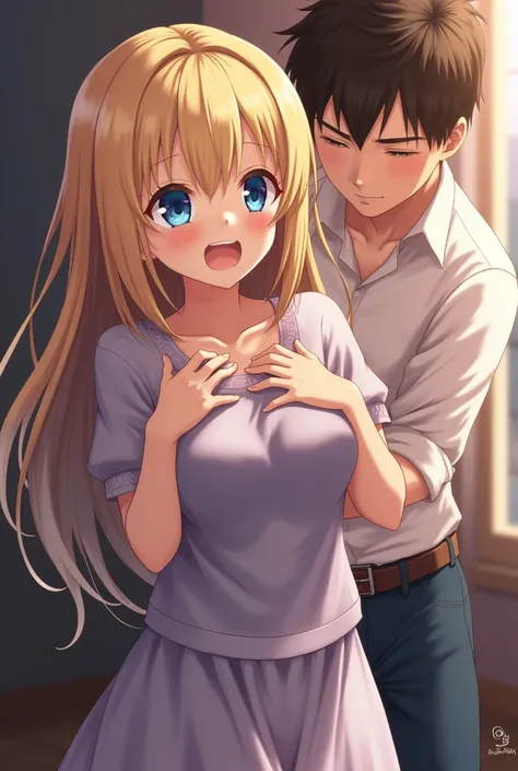 Blonde haired, blue eyed anime girl getting raped