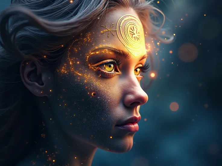 "Create a striking and unforgettable profile picture that captures both mystery and spiritual power. At the center, place a radiant third eye, subtly glowing with ethereal energy, symbolizing divine insight and awakening. Surround the eye with intricate, a...