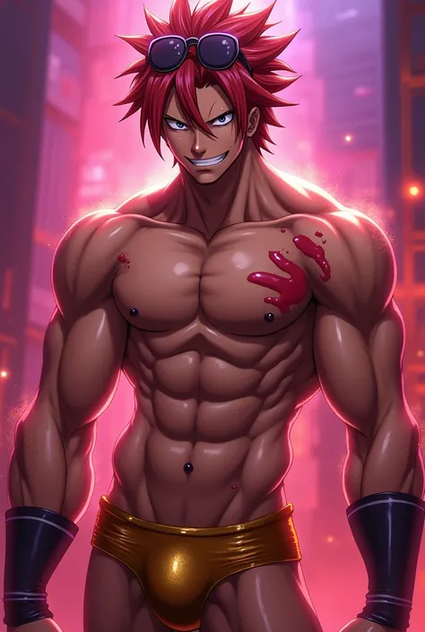 Natsu dragnir fairy tail boy sexy  Incubus sexy leather briefs sunglasses gold color pink purple red succet pink june mischievous face expression sexy blushing abs sweating sexy pectorals