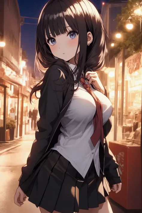 nakano nino, sexy anime girl, black mini skirt large titties