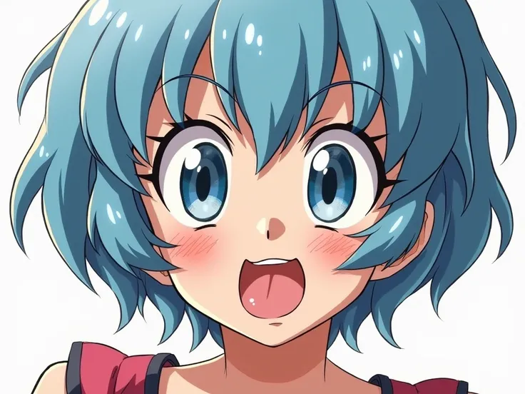 It generates a blushing bulma with its tongue sticking out