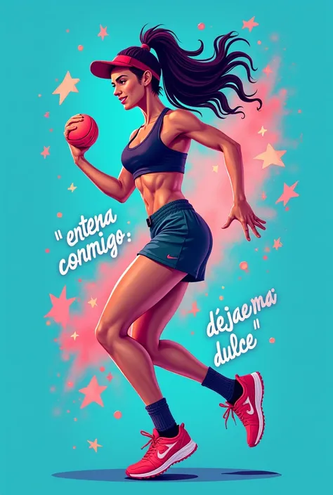  Create an image with good sporty and original graphic type that says : 
Train with me
 And let me say Im Candy 
With color palettes:  light blue 
Dark blue 
Black and pink 

Please everything in Spanish that all the words are in Spanish 