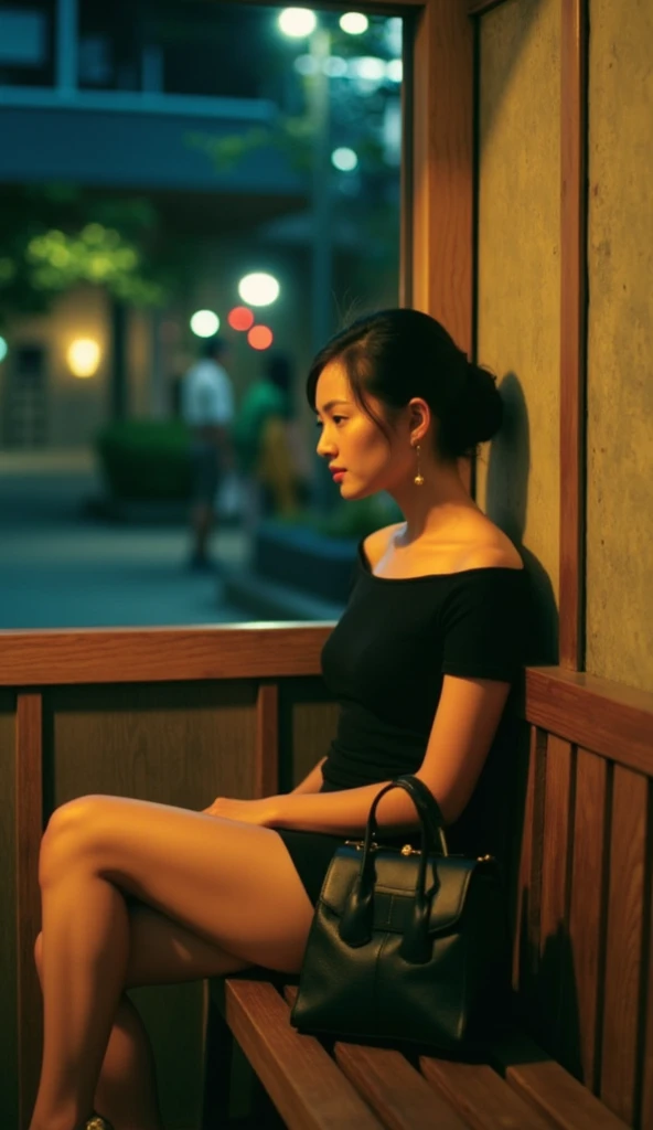  Wong Kar-Wais cinematography style，Film Aesthetics， movie camera，Stills， realistic photography，, this lady 。 In this wonderful picture ， The background of the picture looks like a The interior space 。 The woman seems to be posing to take pictures ，, this ...