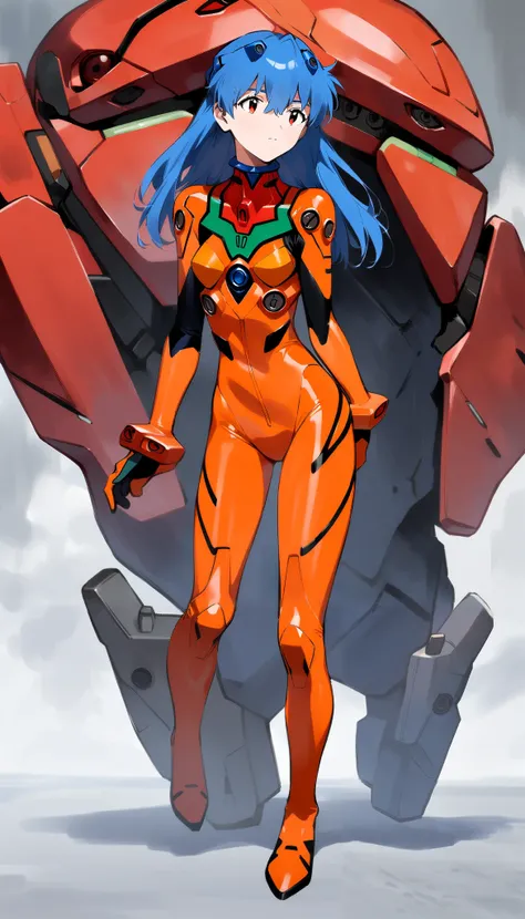 
Girl, full body, Neon Genesis Evangelion, plug suit, blue and red pilot suit