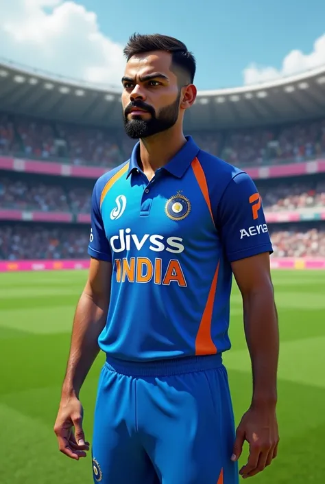 "Divss.world" this logo on virat kohli jersey with real effect 