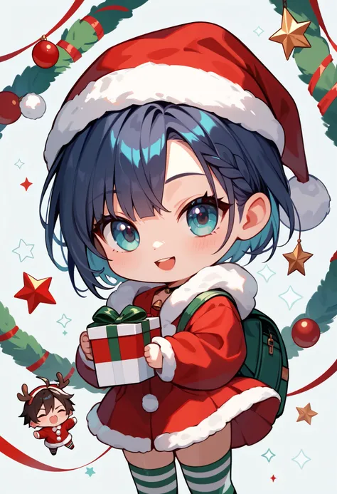 santa cute, chibi the best quality, regalos, nieve