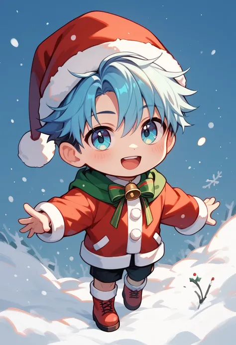 santa boy  cute, chibi the best quality, regalos, nieve