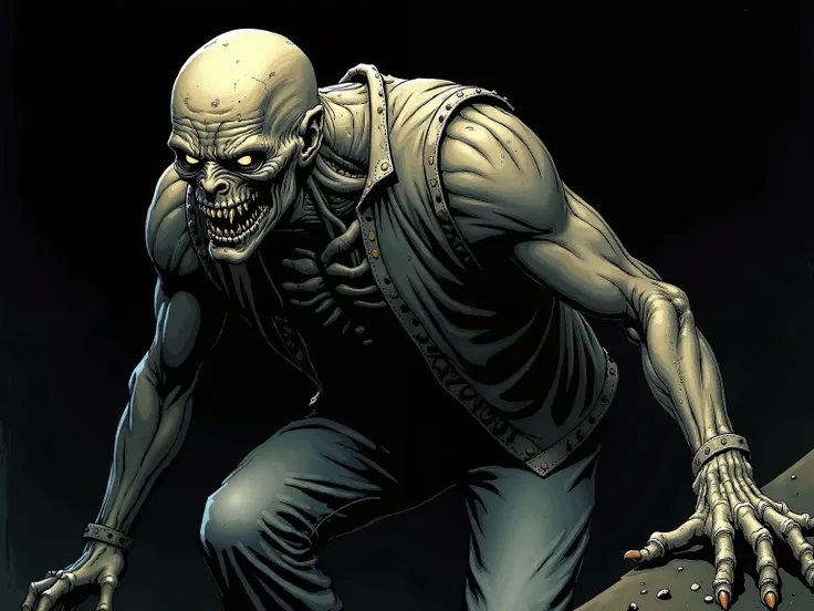 a highly detailed zombie in the style of Frank miller