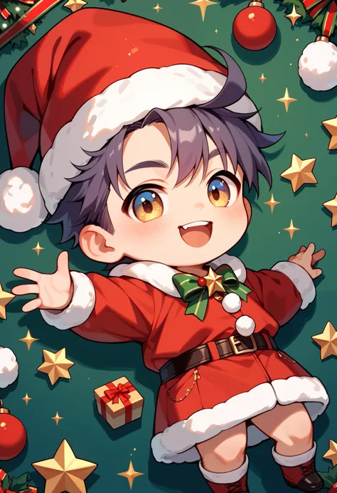 santa boy  cute, chibi the best quality, regalos, nieve