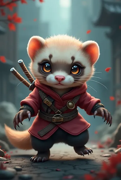 Cute ferret warrior ninja 
