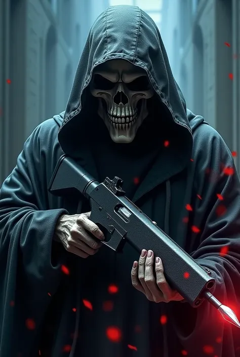  The hooded skull ,  man holding a gun,  is a powerful and threatening image . The hoodie,  usually black or dark , involves the skull , creating an aura of mystery and concealment. The weapon ,  that can be a knife or an axe ,  is firmly in your skeletal ...