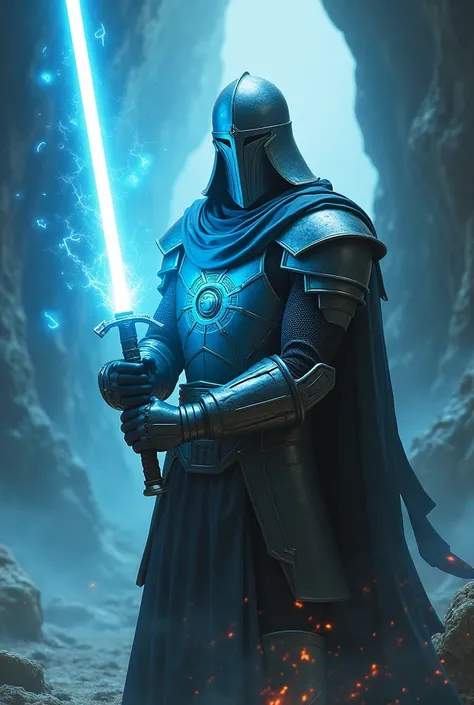 Templar with a cyan Jedi sabre