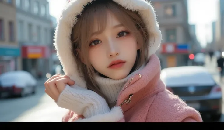 (masterpiece,  best image quality , 8k),  real photo ,Idol appearance,winter, city streets,Clear day ,adult,  perfection of fashion,  Korean Makeup, Lip Tint, full body, frontal, faint smile,Outdoor, Exquisitely Painted , Realistic,  ultra high definition,...