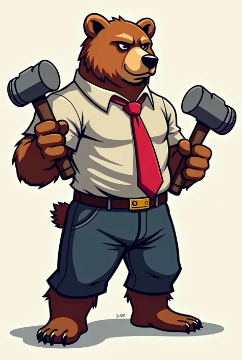 Create a logo for a political party of a bear with an ounce and a hammer 