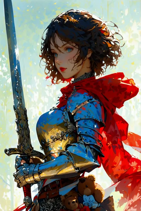 Medieval Western Female Swordsmen and Teddy Bears