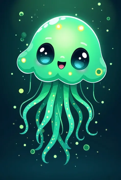 Green digital Jellyfish, cartoon, meme