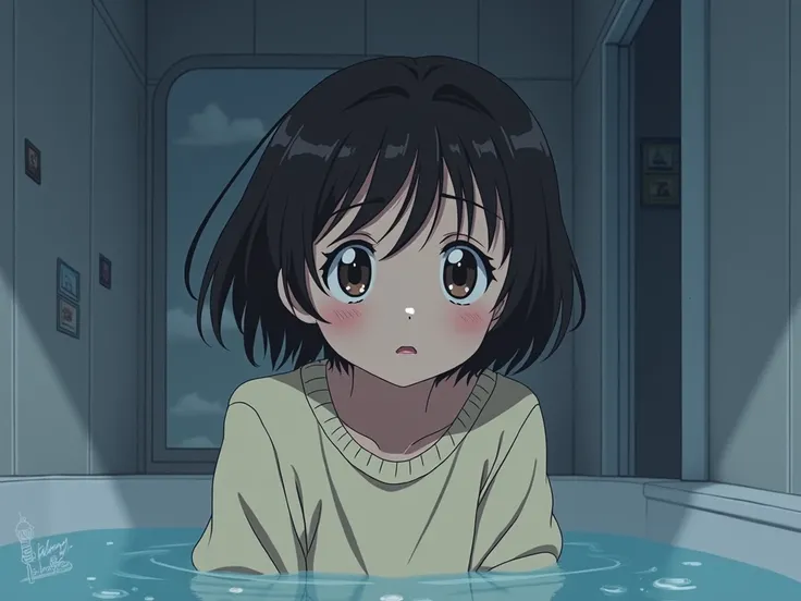 1980s Style　 high school girl　Facepacking after taking a bath　Emotional Anime