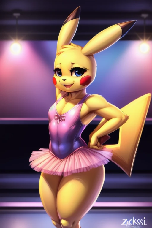 by zackary911, zackary911, (((Pikachu, anthro, extremely detailed, extremely detailed legs, extremely detailed arms, extremely detailed face, perfectly detailed eyes, ultra-detailed hands, perfectly detailed anatomy, well shaped body, female)): solo, curve...