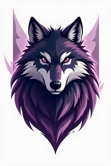 Logo of The Conqueror with white and purple color combinations , eye-catching and modern,use wolf animal in the logo