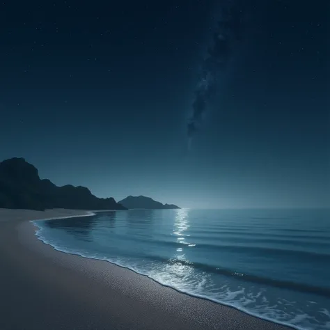 Image of the sky with stars and the seaside with sand