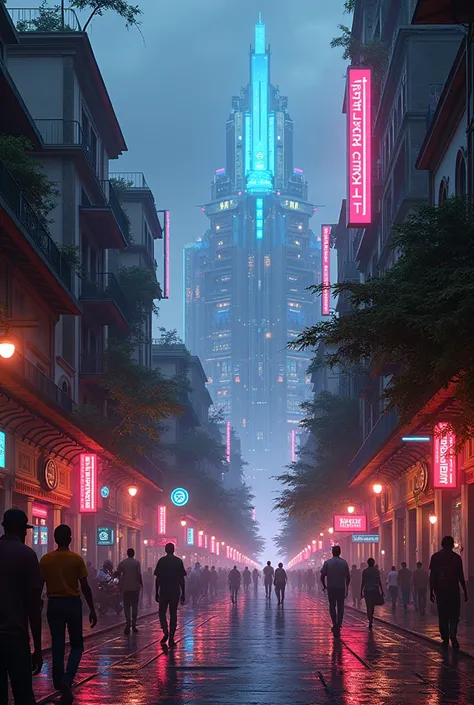 Image of Salvador Bahia Brazil in cyberpunk aesthetics 