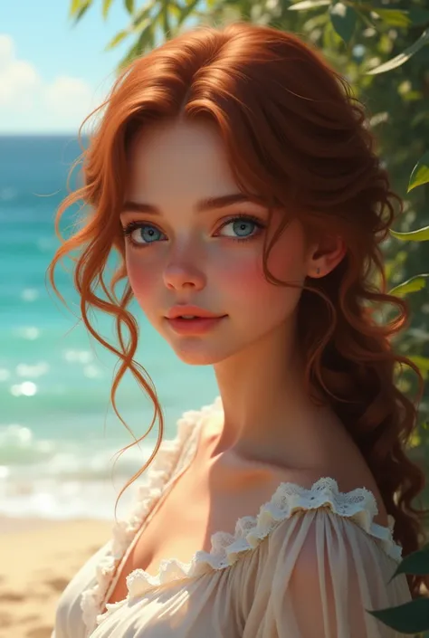 A young French girl . Most beautiful girl by the sea 