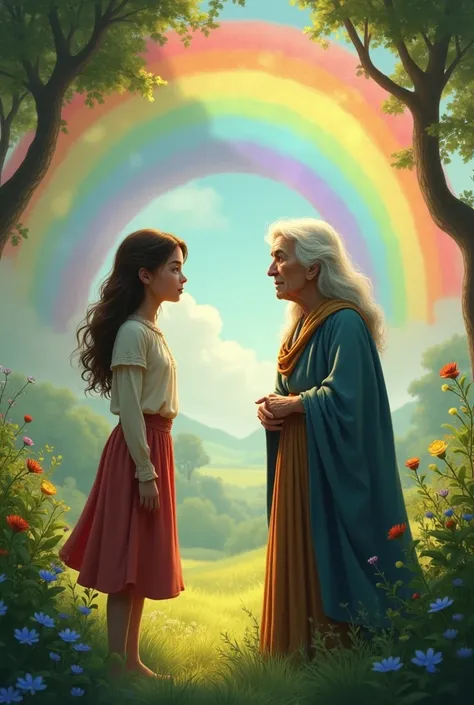 "Welcome, Lila," said the old woman in a soft voice. "I am the Guardian of the Rainbow."
Lila was surprised but felt calm at the same time. "The Guardian of the Rainbow? What does that mean, Grandma?"