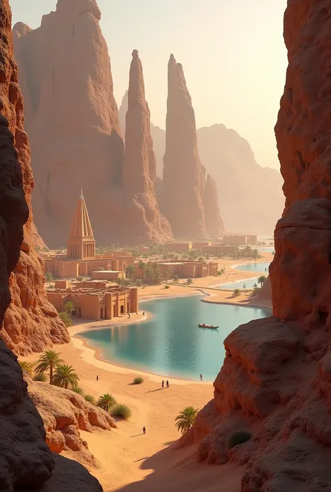 An image of AlUla , NEOM , the Red Sea city , and Diriyah in Saudi Arabia, showcasing the beauty of unique sandstone rock formations and breathtaking desert landscapes .