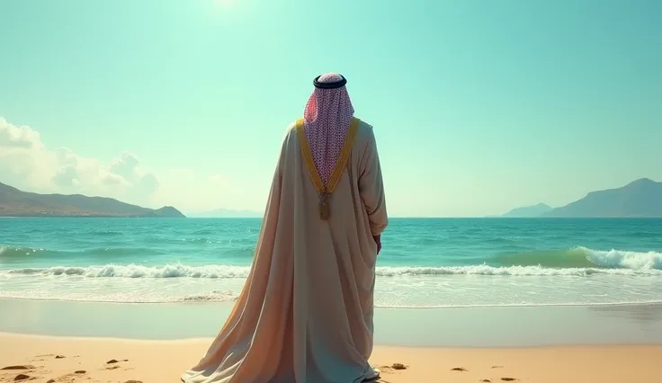 An Arab king once stood on the beach,  Rear view 