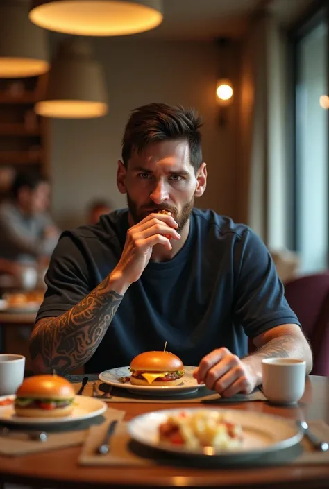 Leonel messi eat burgers at hotel 