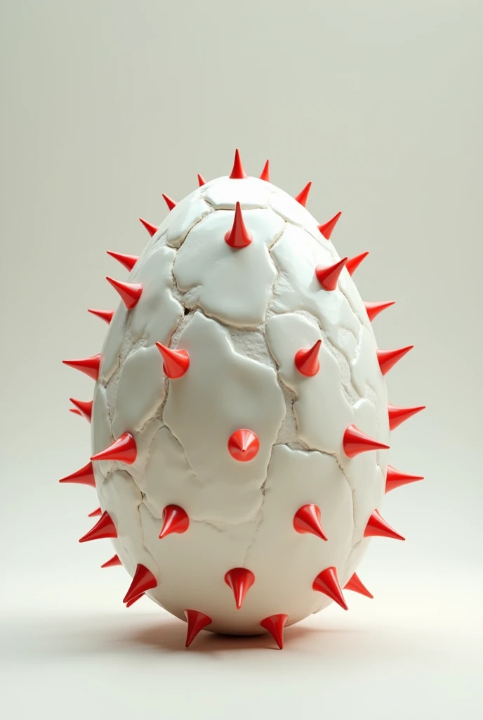  Egg with bone texture , white color and details ,  a few red spines