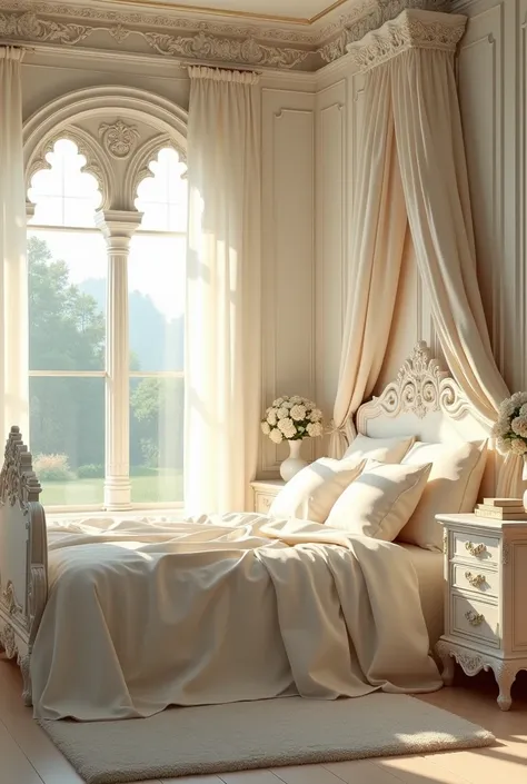 White beautiful princess bedroom 