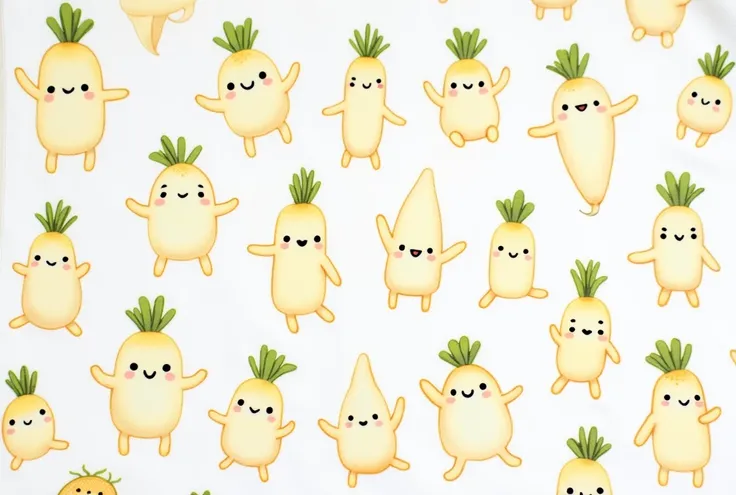 Bath towel, cute white daikon radish character pattern